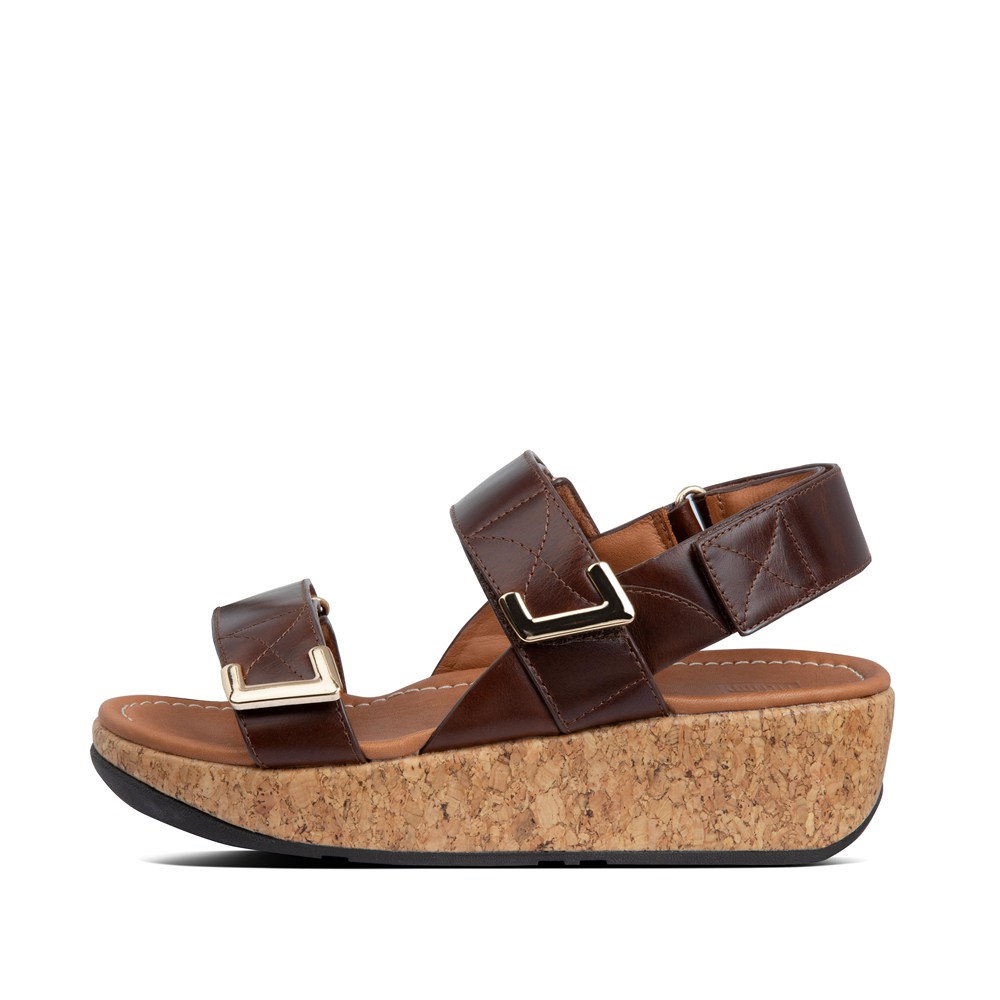 Fitflop Womens Sandals - Remi Adjustable Leather - Dark Brown - 745-KSTIDA